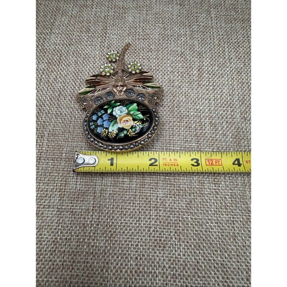 Unique Estate Amy Kahn Russell Bronze Dragonfly Floral Large Pin Pendant - Picture 6 of 8